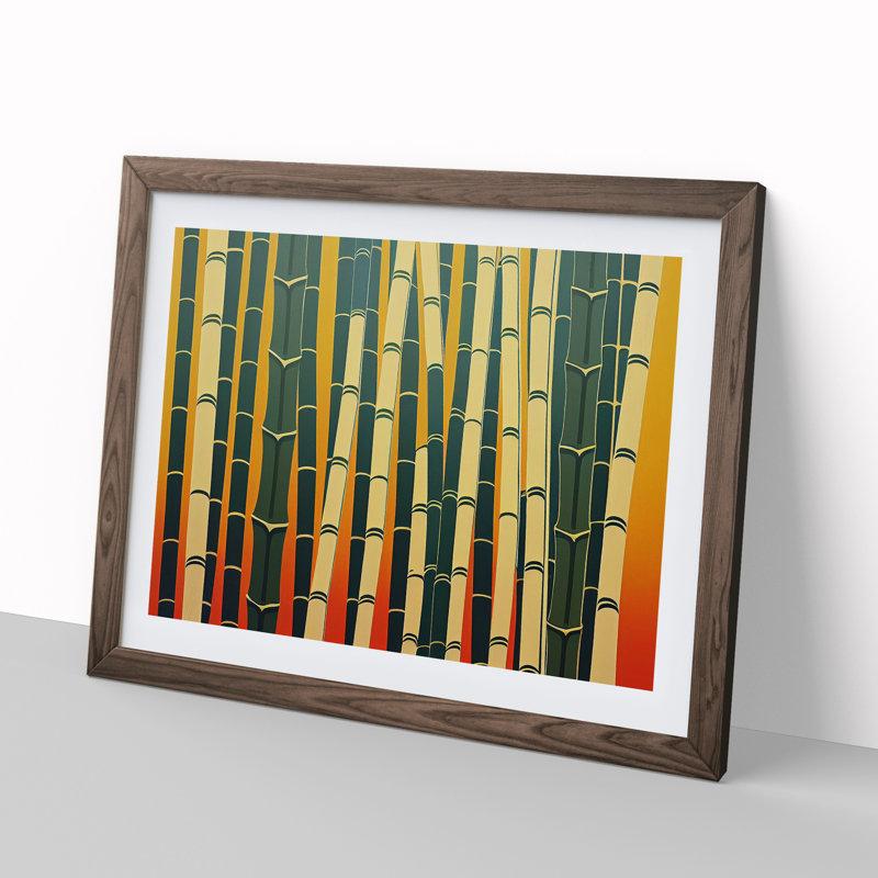 Illuminated Abstract Bamboo Forest - Single Picture Frame Print, 46cm H x 64cm W x 2cm D, Walnut
