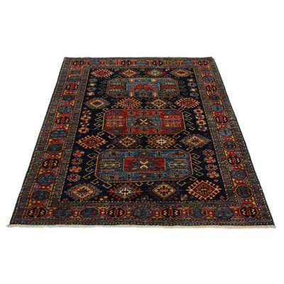 4x6 Navy and Red Traditional Rug