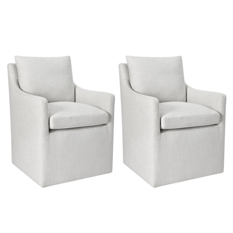 Modern Linen Upholstered Swivel Barrel Accent Chair