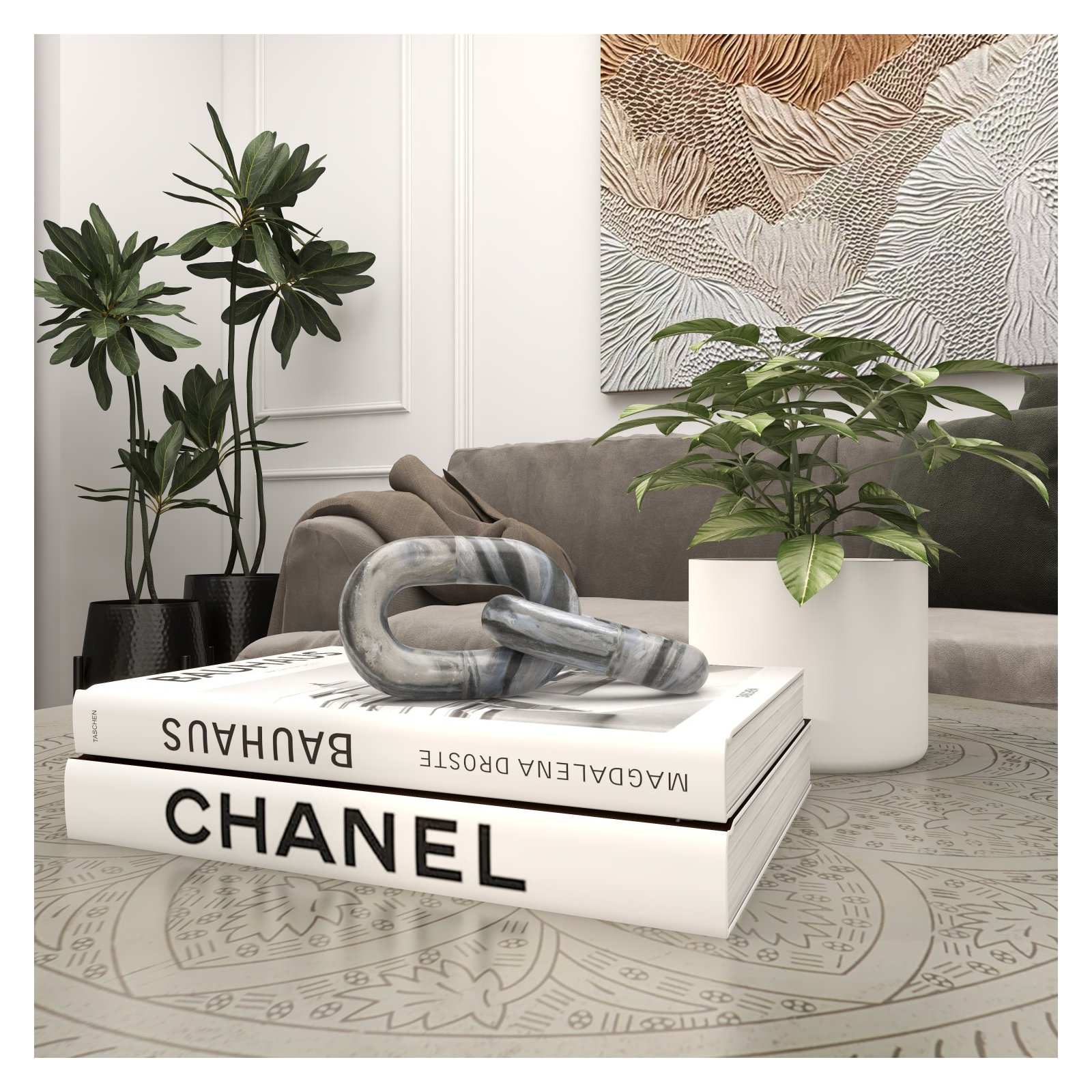 Magaret Chain Sculpture, 2.55" H x 9.25" W x 3.75" D, Gray