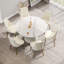 Spacieuse table de salle à manger ronde blanche, pierre frittée et design moderne d'unité centrale