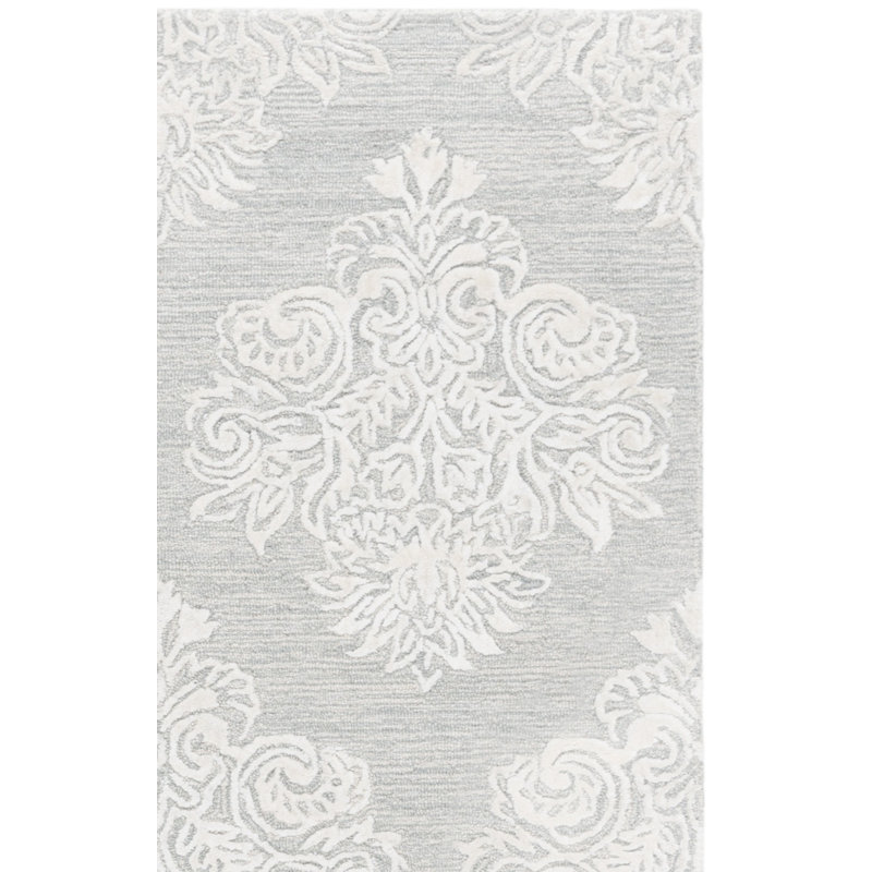 Connla 619 Hand Tufted Wool/Viscose/Cotton Damask Indoor Use Only Rug in Light Blue/Ivory, Rectangle 6' x 9'