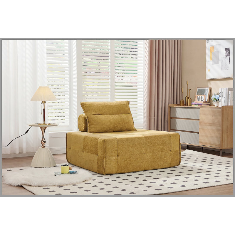 Canapé modulaire à assise profonde avec dossier réglable - Canapé compressé en chenille de 39,37 po pour le salon, la chambre à coucher, le salon (1 pièce), jaune.