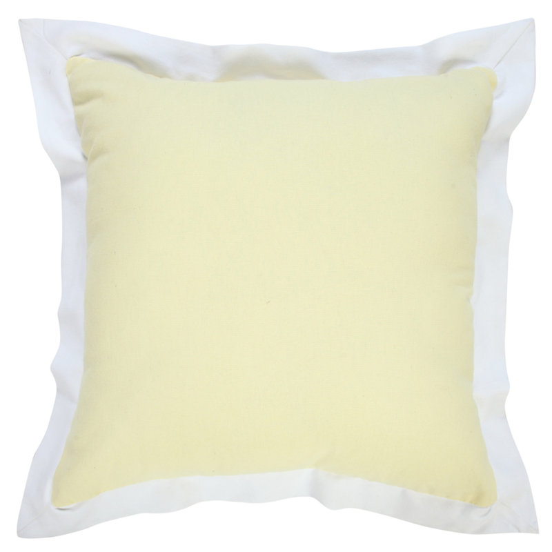 Coussin à fermeture à glissière 100% coton 20 po x 20 po, Beige / Blanc