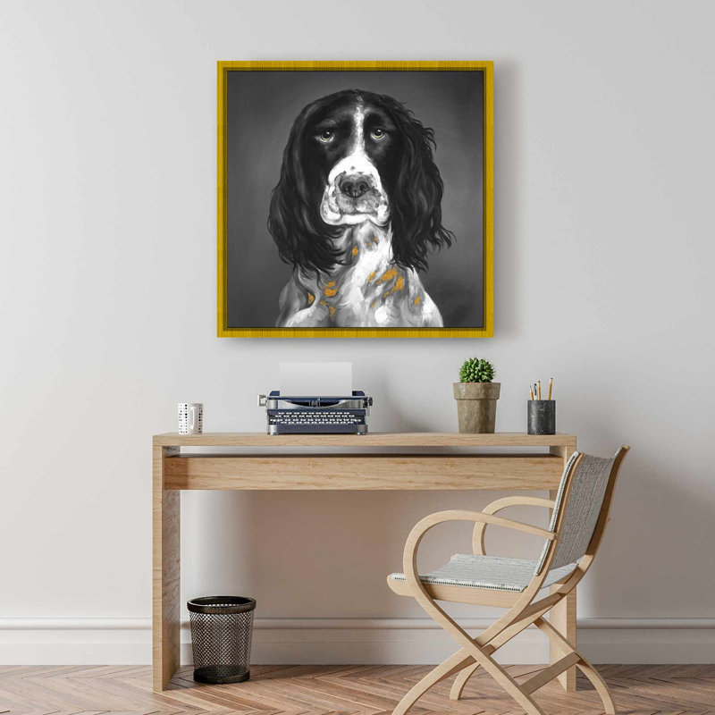 Toile grise avec animaux de compagnie gris - art d'épagneul Springer anglais