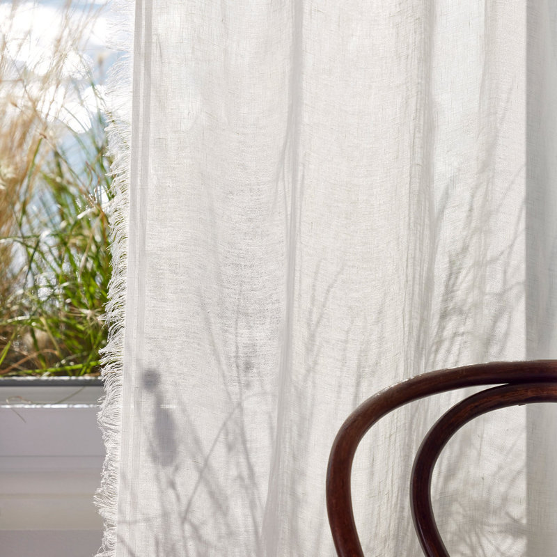 Ikaria Linen Sheer Curtain Single Panel, White, Width 200 x Drop 280cm