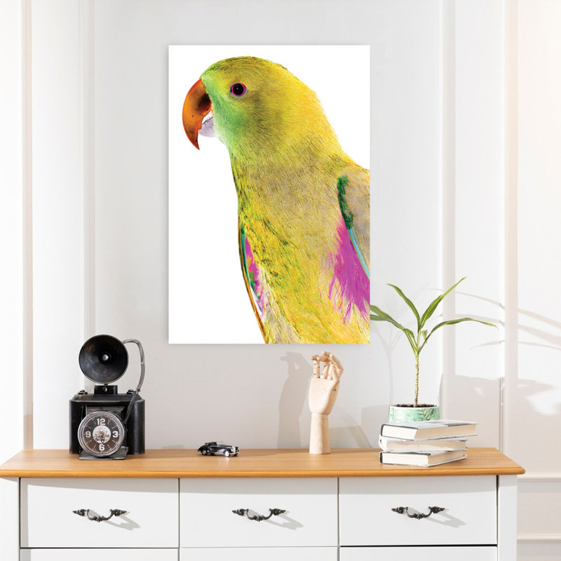 Art contemporain, oiseau abstrait, art tropical, H 24 po x l 16 po