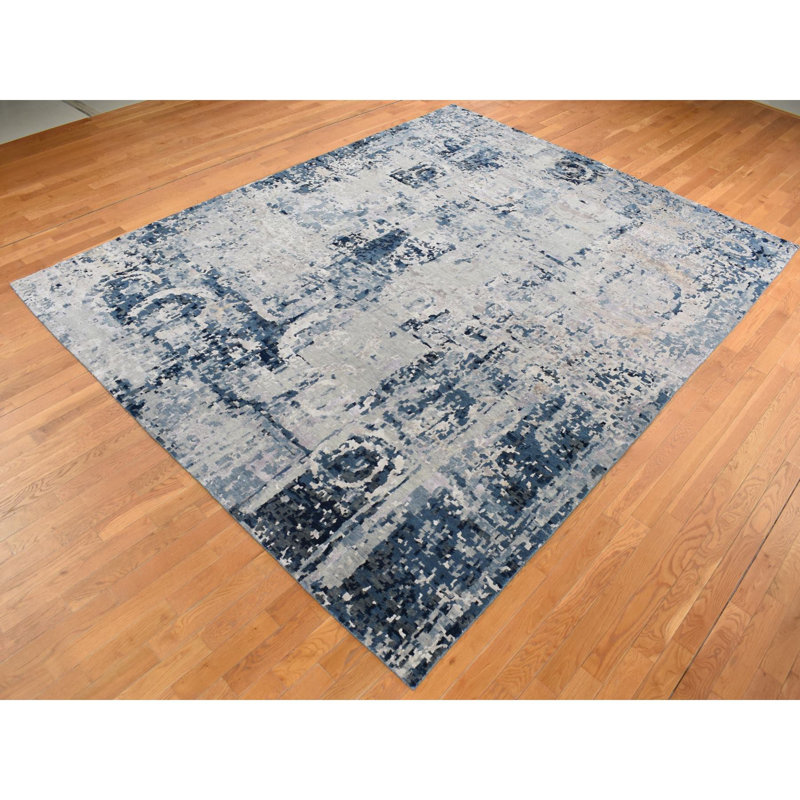 Tapis unique gris de 9 pi 3 po x 12 pi Ascanio