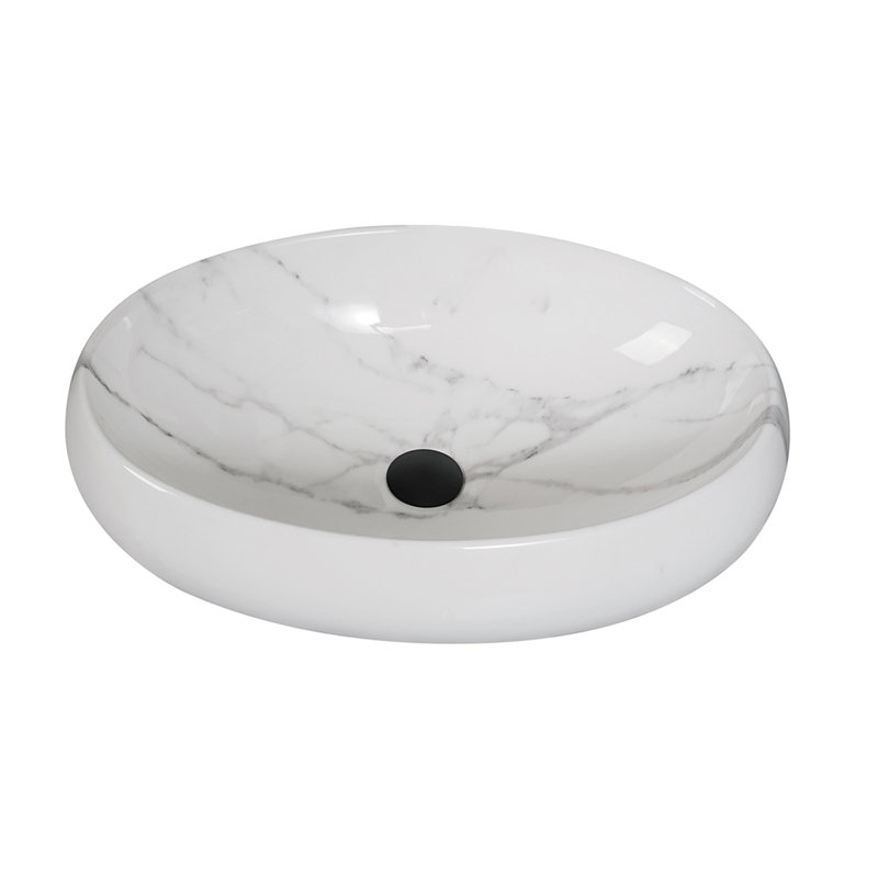 Lavabo de salle de bain ovale moderne 18,7 "x 14,3" avec aspect marbre