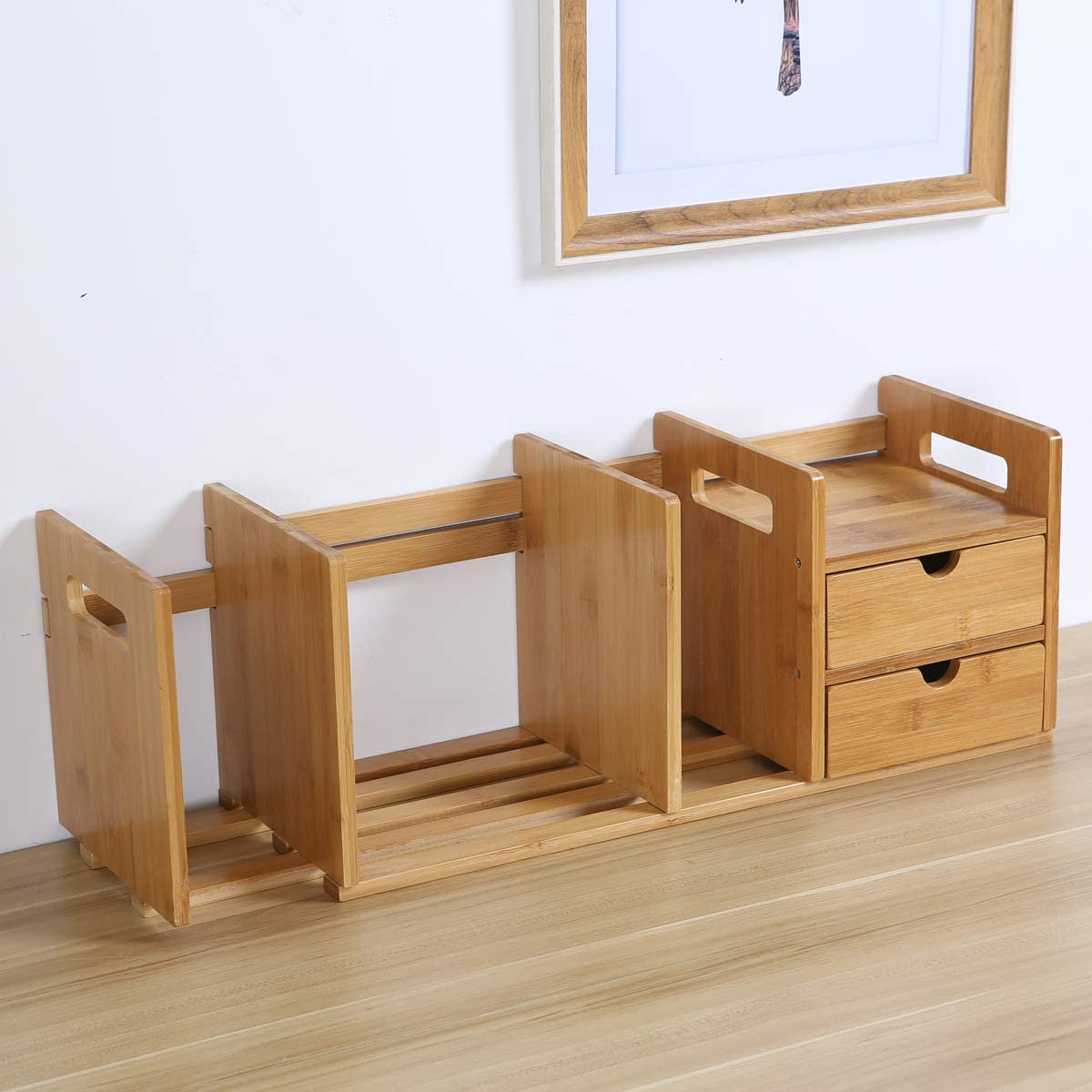 Maydear Bamboo Desktop Expandable Bookrack Desk Organizer With 2 ...
