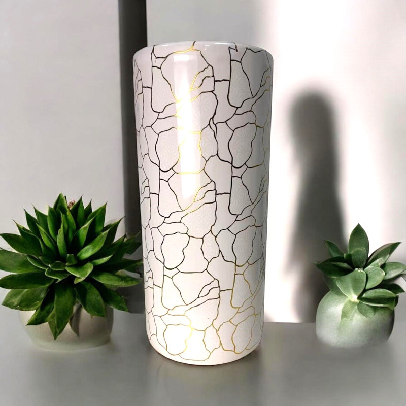 Elegant Ceramic Umbrella & Walking Stick Stand – 18 " High Decorative Freestanding Vase for Home Décor
