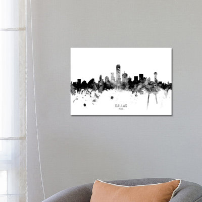 Dallas Texas Skyline Name Bw by Michael Tompsett - Wrapped Canvas Gallery-Wrapped Canvas Giclée