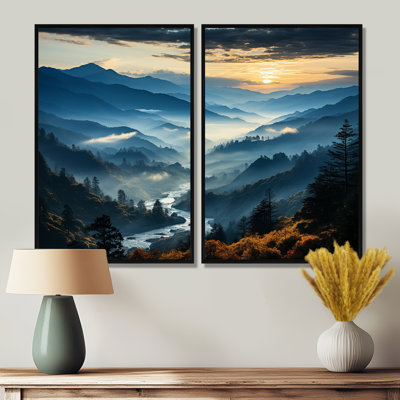Blue And Green Majesty Mountain Panorama I - Traditional Canvas Prints
