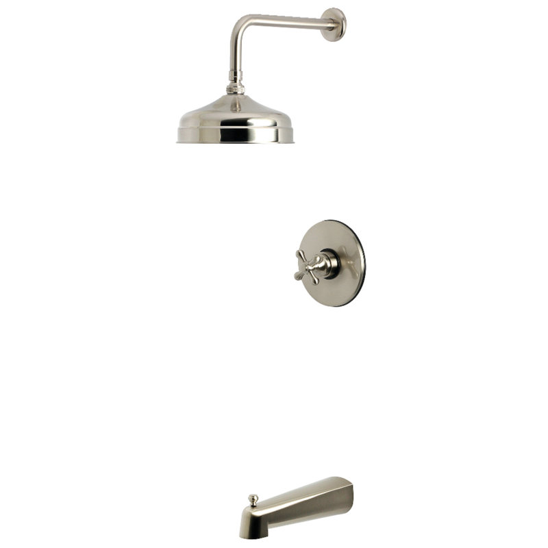 Kingston Brass Single-Handle Pressure Balanced Tub and Shower Faucet, Brushed Nickel