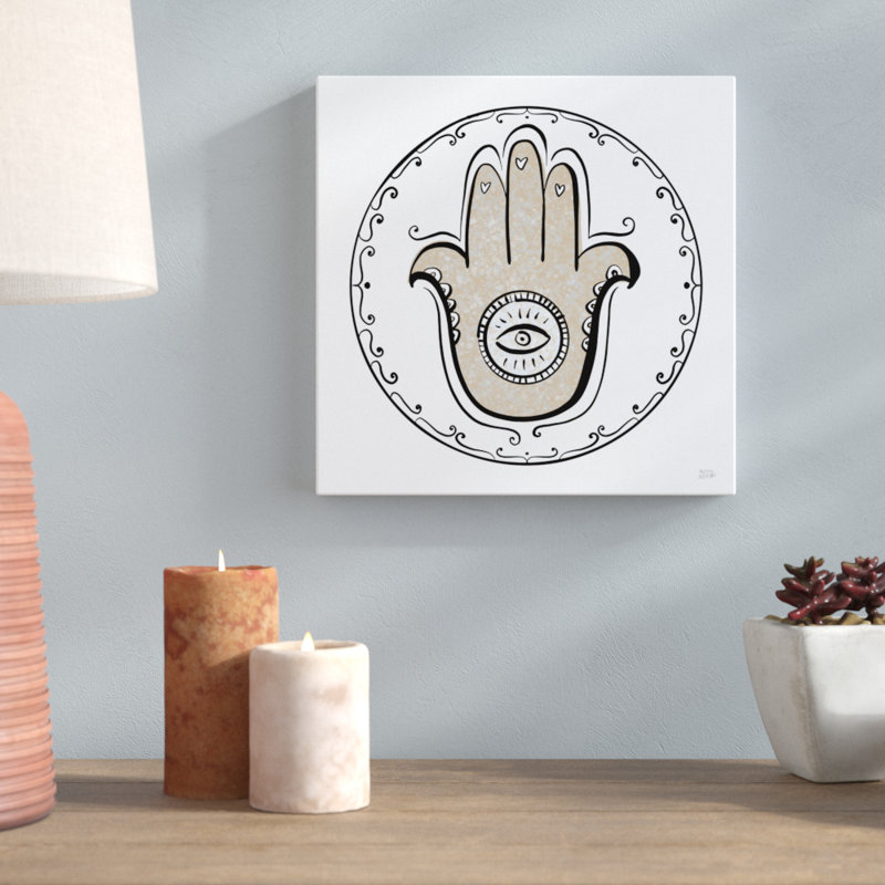 Graphic Hamsa by Melissa Averinos - No Frame Painting on Canvas, 30cm H x 30cm W x 3.8cm D