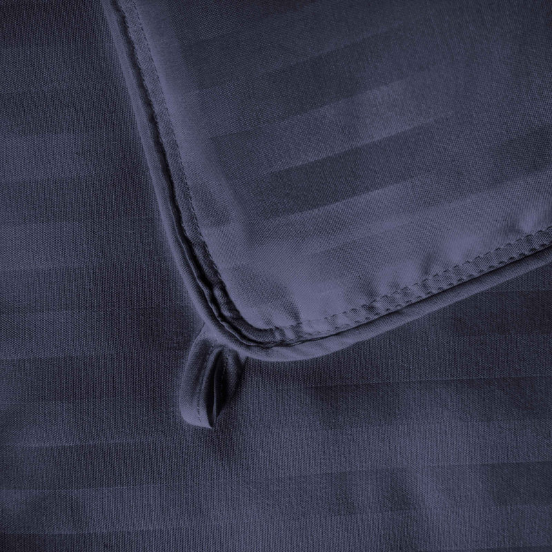 Reversible Striped 100% Brushed Microfiber Down Alternative Comforter, King Comforter, Navy Blue