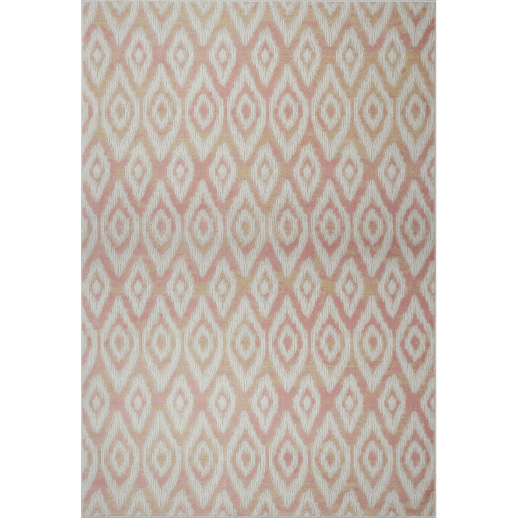 Tapis rose / blanc à motif géométrique Doop