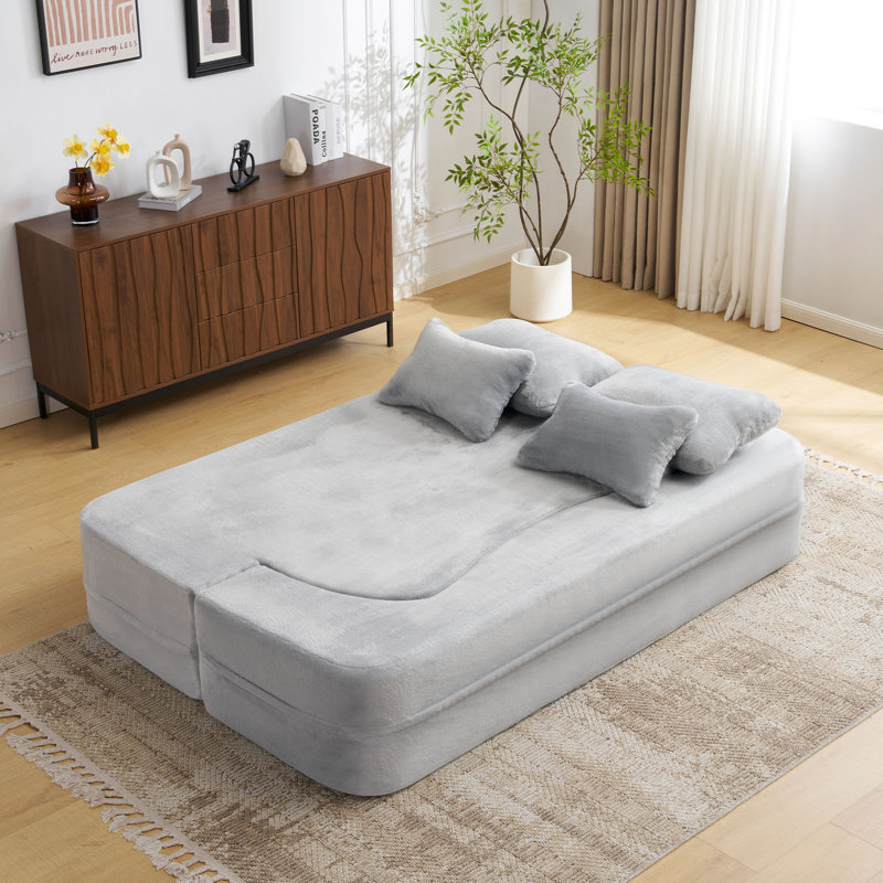 Canapé moderne avec 4 coussins, Gris clair