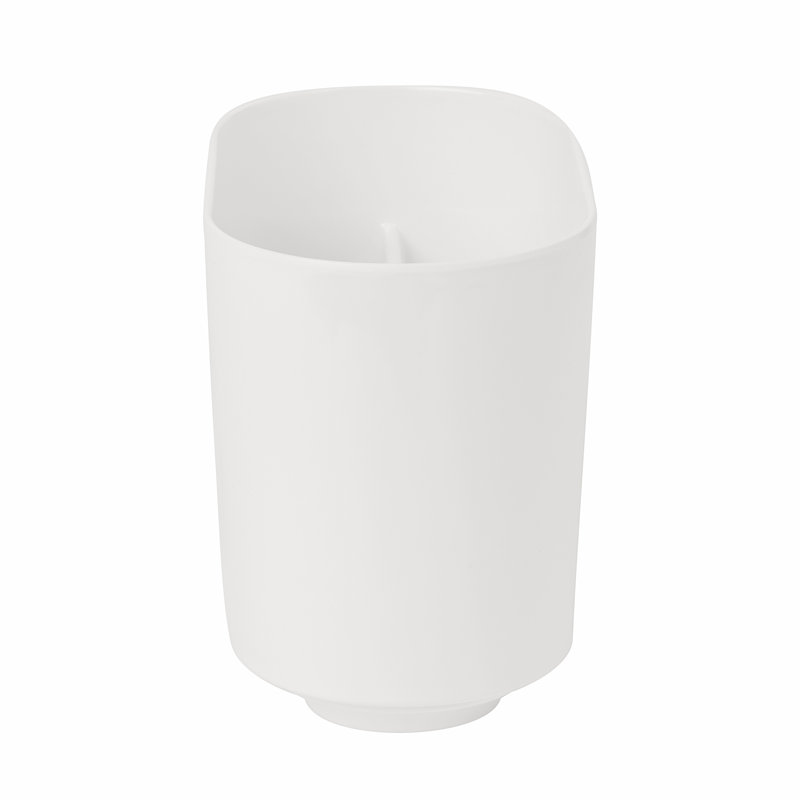 White Oval Melamine Toothbrush Holder with Nickel Finish