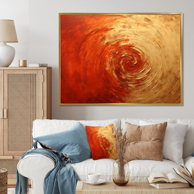 Gold Red Sunset Vermillion Spiral - Abstract Spirals Canvas Wall Art_106073