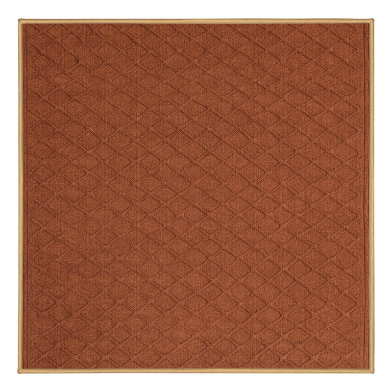 Machine Washable Trellis Brown Area Rug, Square 3'