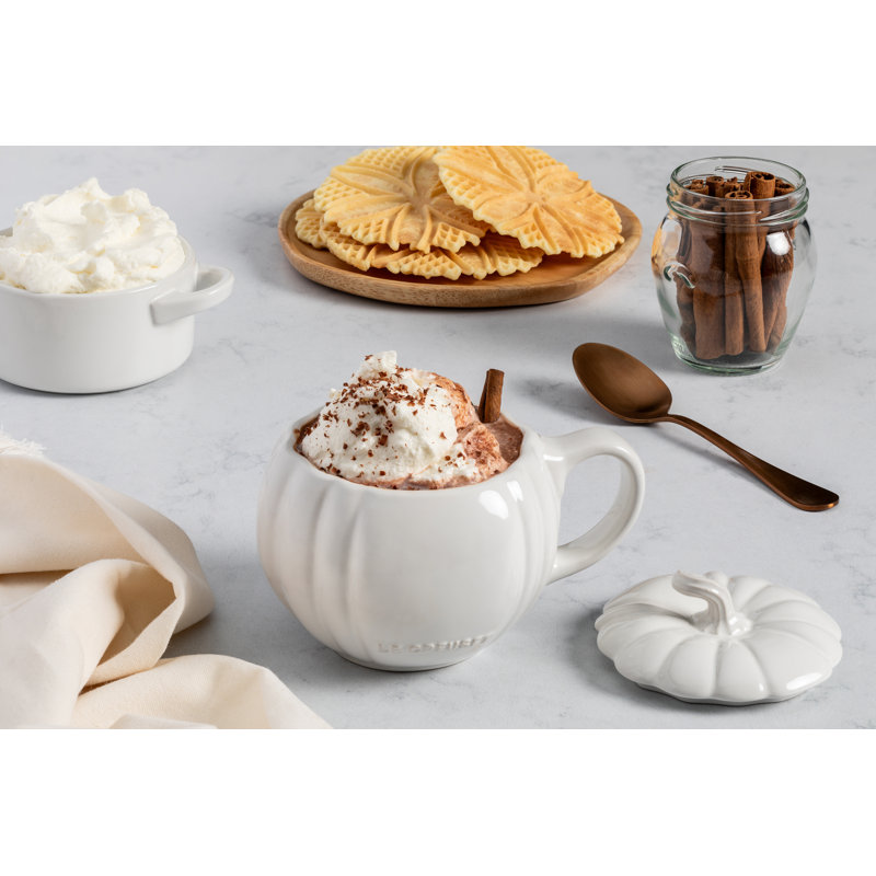 Le Creuset Stoneware Pumpkin Mug With Lid, 14 Oz. - Persimmon, Orange