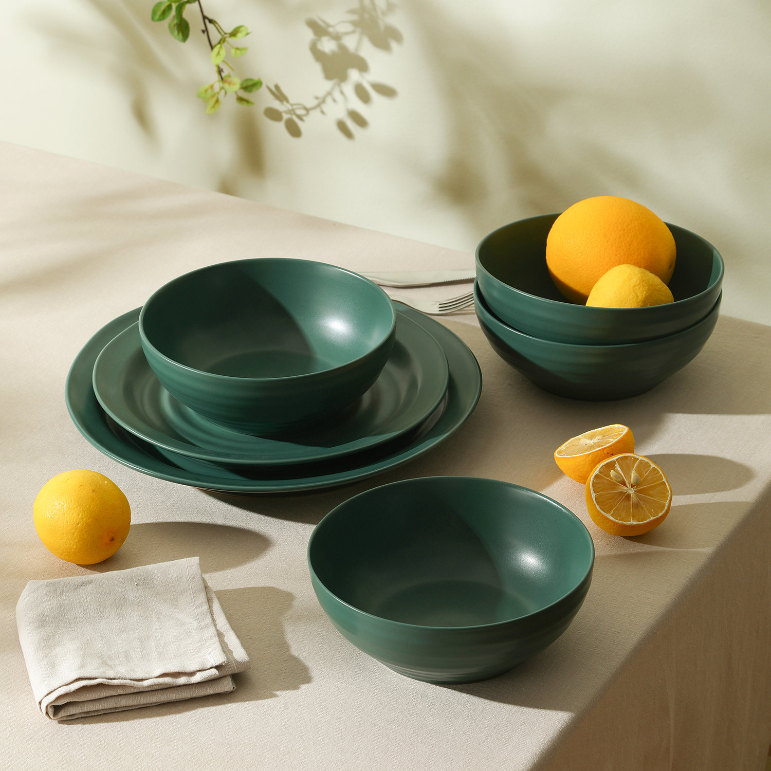 Orbit Stoneware Dinnerware Set, Green