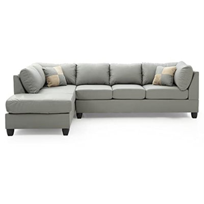 Malone Reversible Sectional Gray Faux Leather