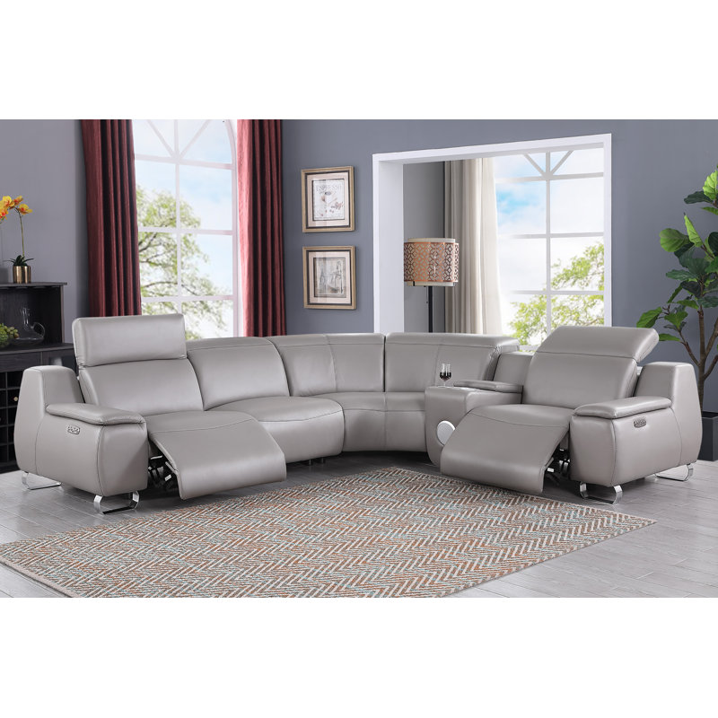 Canapé modulaire en cuir 5 pièces Clayson