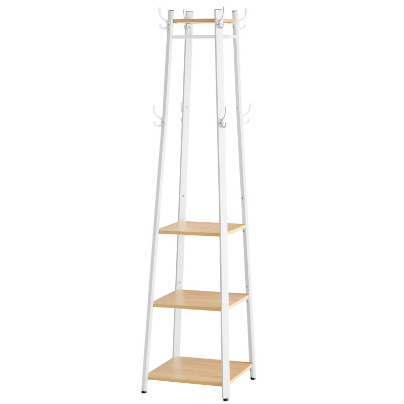 Airalyn Steel Freestanding 8 - Hook Coat Rack, White