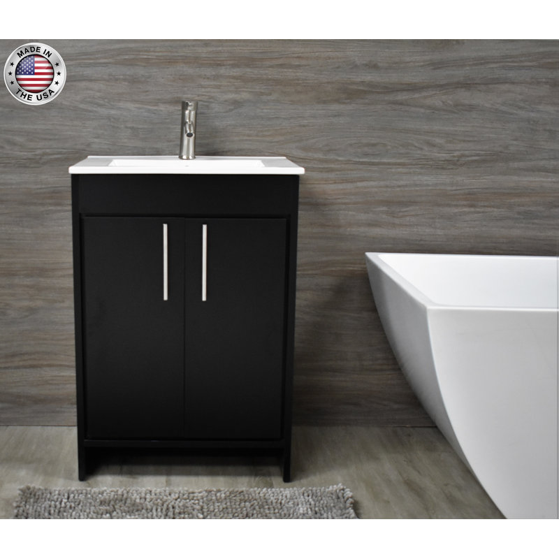 Base de meuble-lavabo simple 30 po Amrooti seulement, Noir