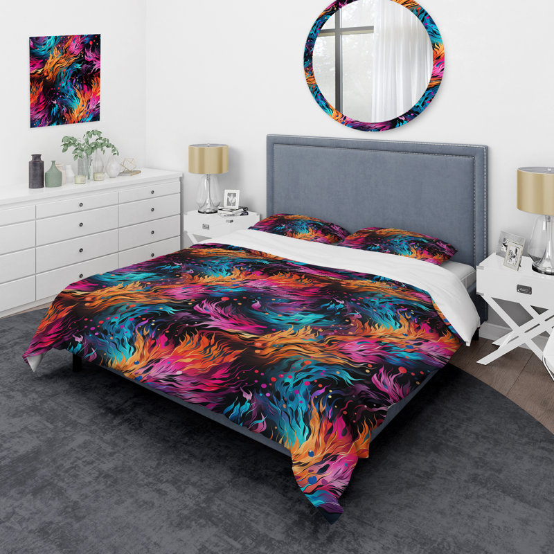 Ensemble de housse de couette Futuristic Striped Fusion, Housse de couette simple + 1 taie décorative stan