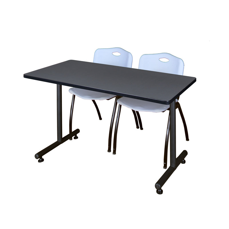 Table de formation en T Nick Nick, chaises empilables 2 M, Gris, Gris, H 29 po x L 60 po x l 30 po
