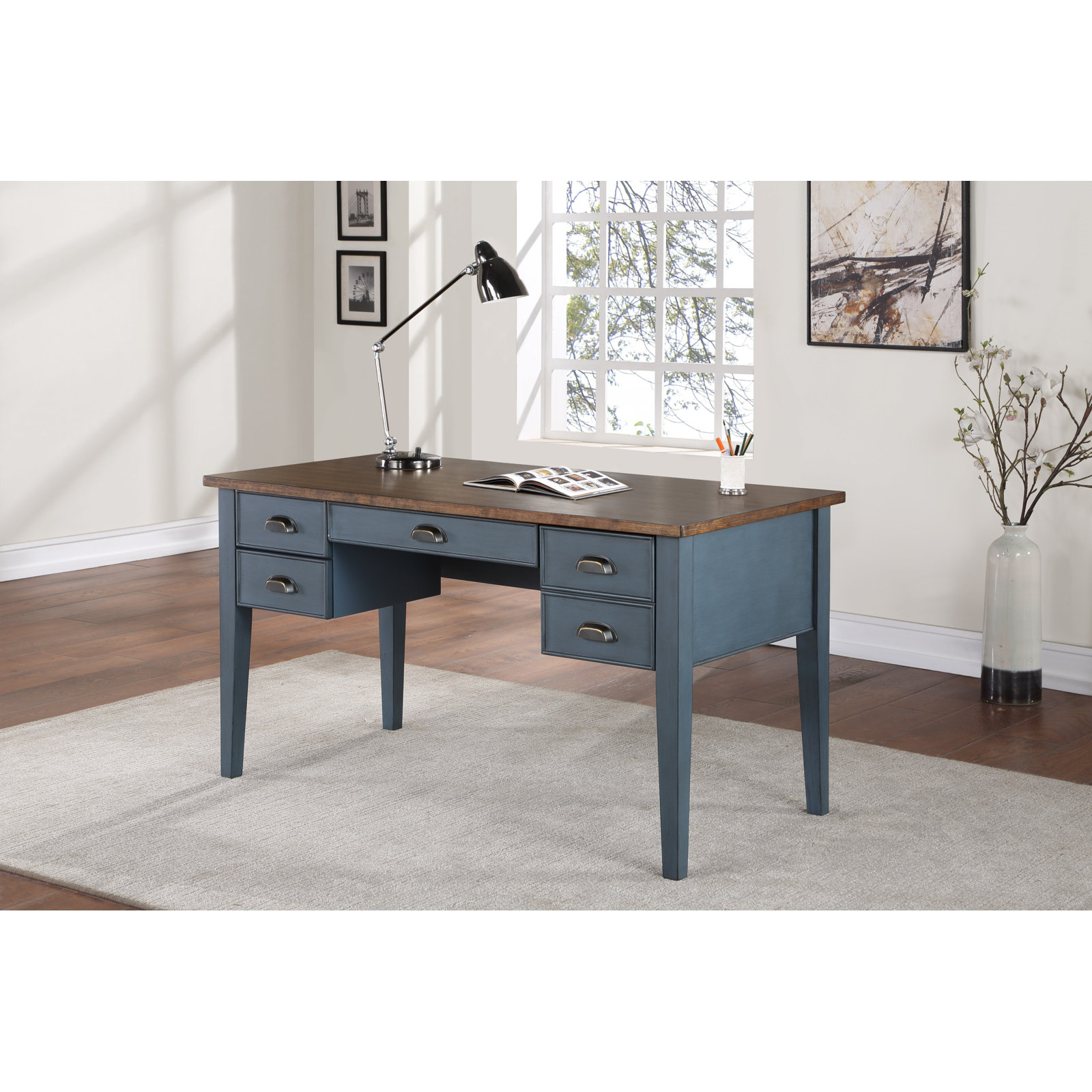 Vivienne 55" Writing Desk, Blue