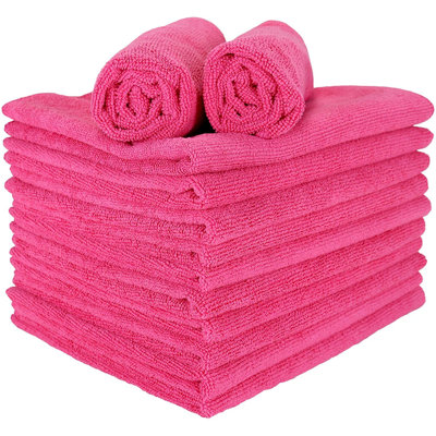 Miktat Smart Choice 300 GSM Light Weight Microfiber 16x27 Hand Towel (Pack of 12)