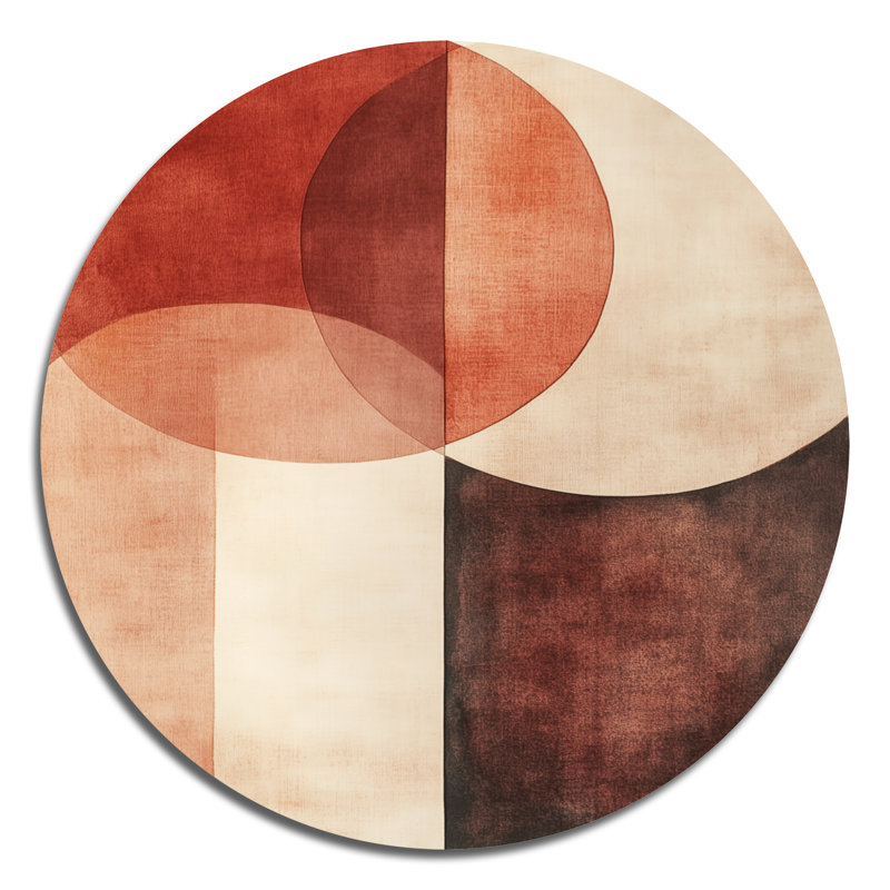 «Terracotta Balance», art mural rond moderne transitionnel abstrait en métal, L 16 po x H 16 po