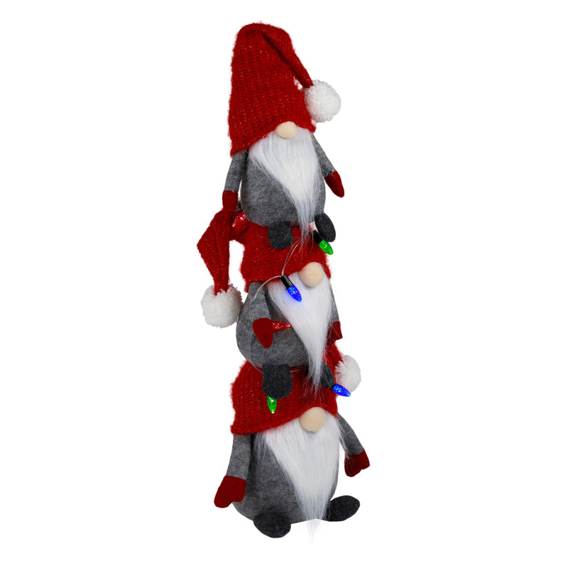 Décoration de Noël gnome triple empilée à DEL - lumières multicolores