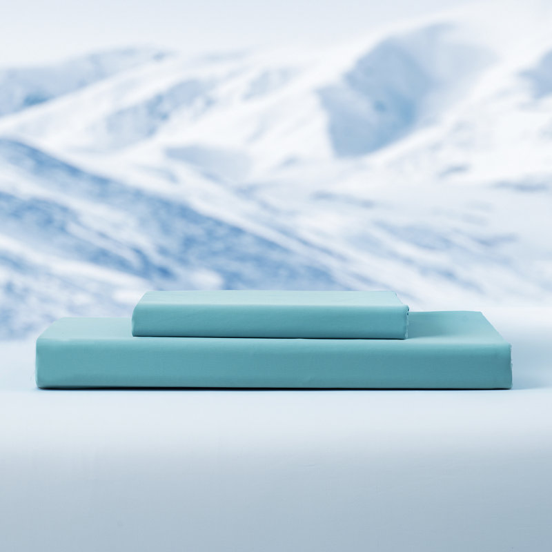 Cooling Fitted Sheet with Pillowcase, Q-Max Cooling Fabric, Silky Smooth, Blue