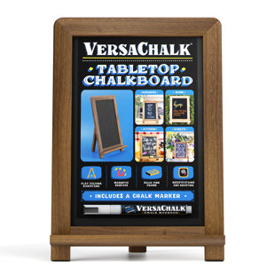 VersaChalk Wooden Frame Tabletop Magnetic Chalkboard, Freestanding, 13" x 9"