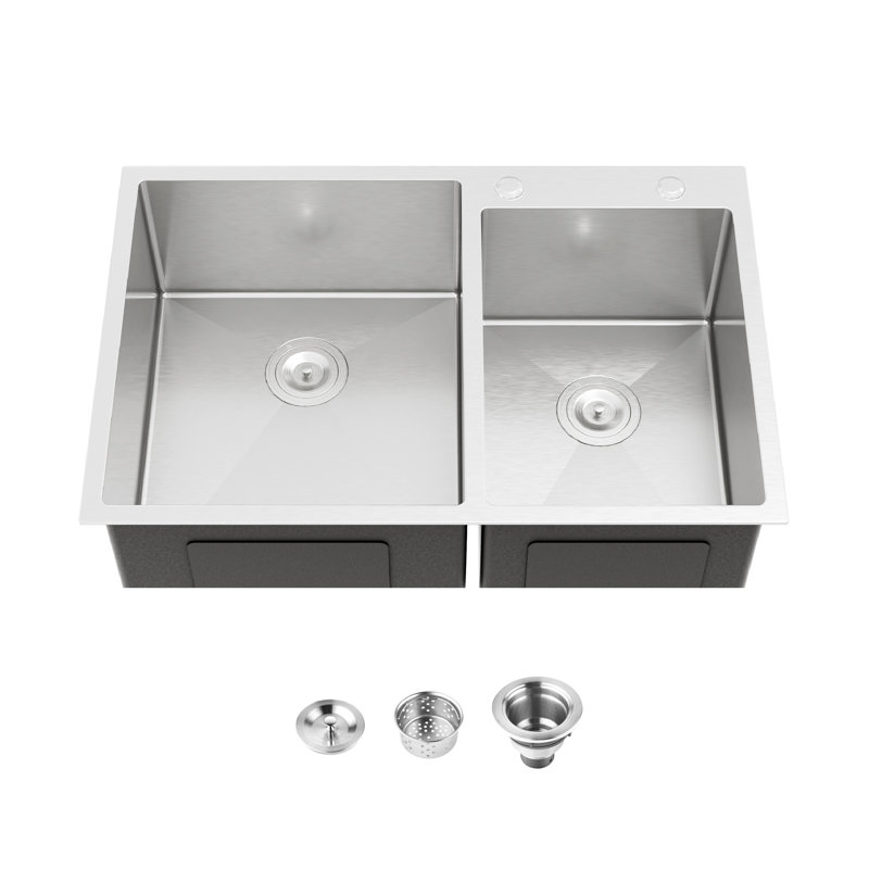 Évier double en acier inoxydable 33 po x 19 po Modern
