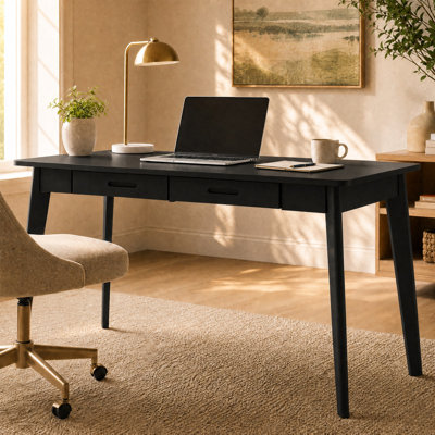 Caidence 2-Drawer Writing Desk with Solid Wood Legs