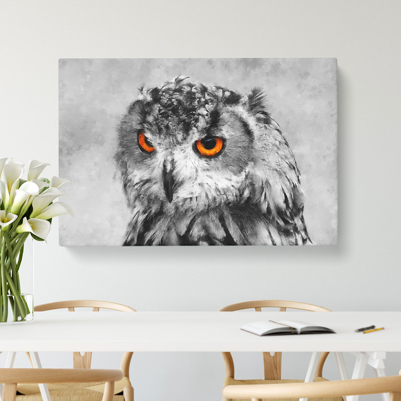 Orange Eyed Owl - Wrapped Canvas, 35cm H x 50cm W x 3cm D