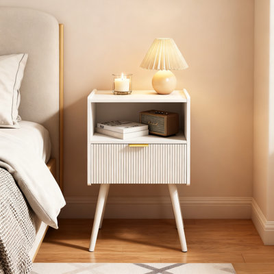 White Modern Minimalist Style Bedside Table