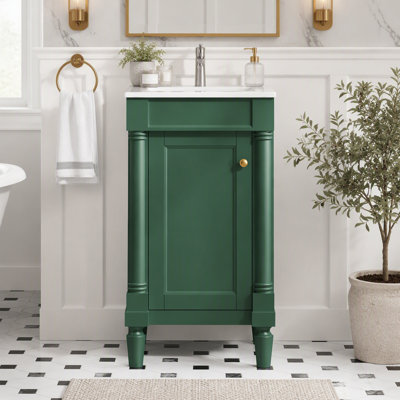 18" Bathroom Vanity with Sink, French Style Single Vanity with Door and Adjustable Shelf for Small Bathroom