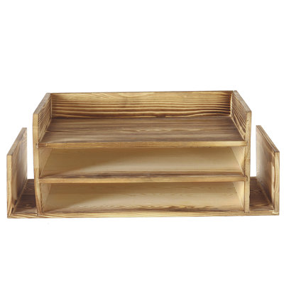 Solid Wood 3-Tier Document File Organiser