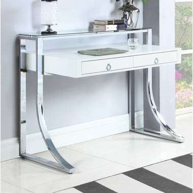 Sharelle Desk | Uber Modern | White Lacquer & Wenge | Glass Legs | 76