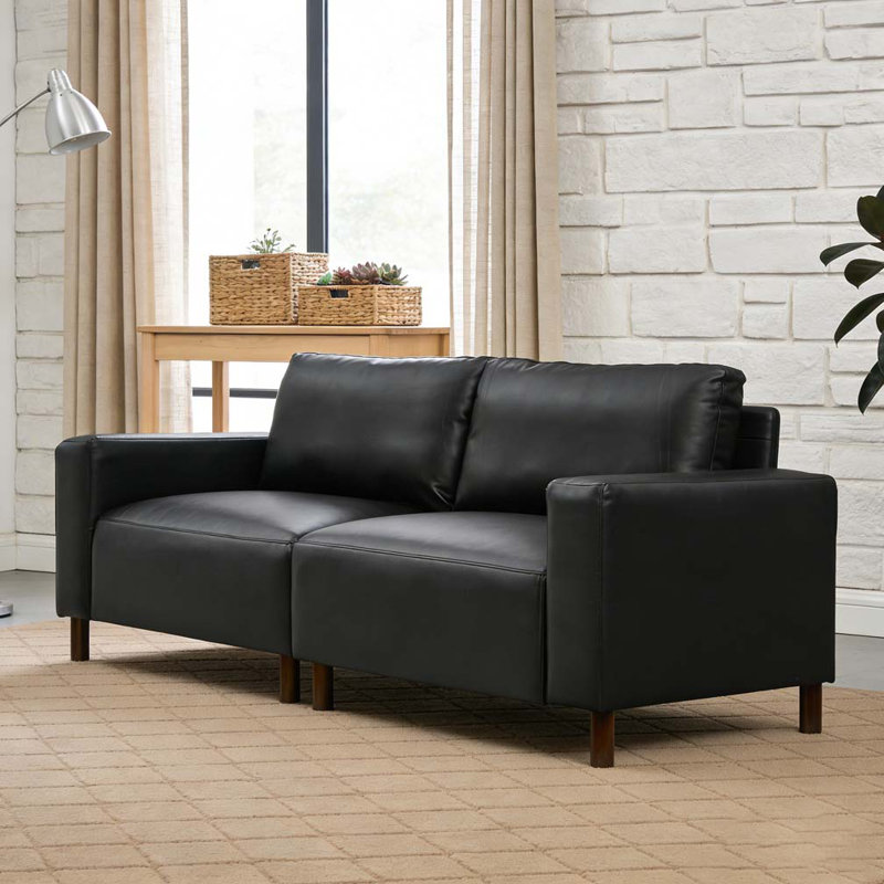 Grand canapé 78,5 po en similicuir PU, 2, Noir