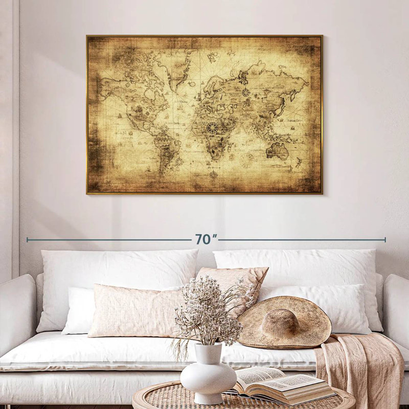 Licata du monde antique, 46 po x 31 po, Cadre flottant doré