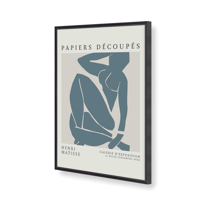 Matisse's Nude III en bleu minuit , H 25,25 po x l 19,25 po, Reproduction encadrée sans passe-partout, Zinc patiné