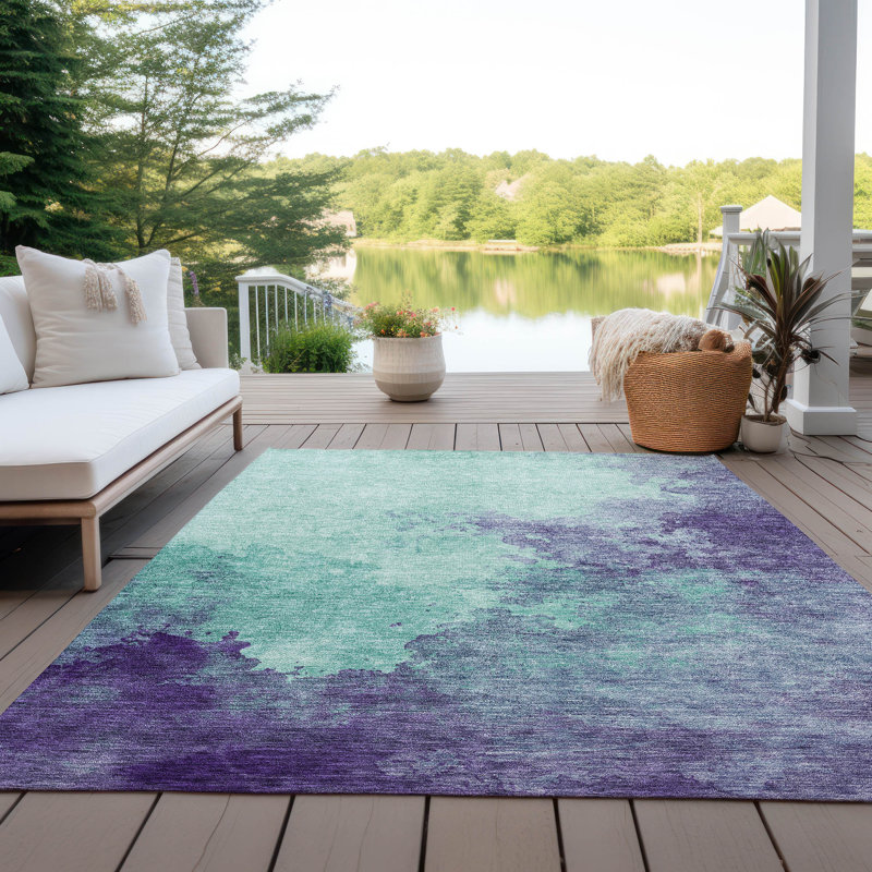 Tapis intérieur / extérieur bleu Julian , 9 pi x 12 pi